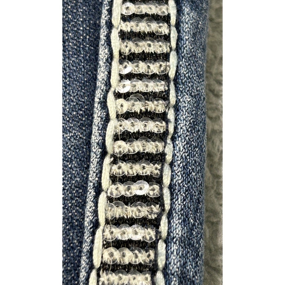 Rock Revival Jeans Womens 27x30 Kai Boot Thick Stitch Sequin Studs Perfect Fade - Picture 8 of 15